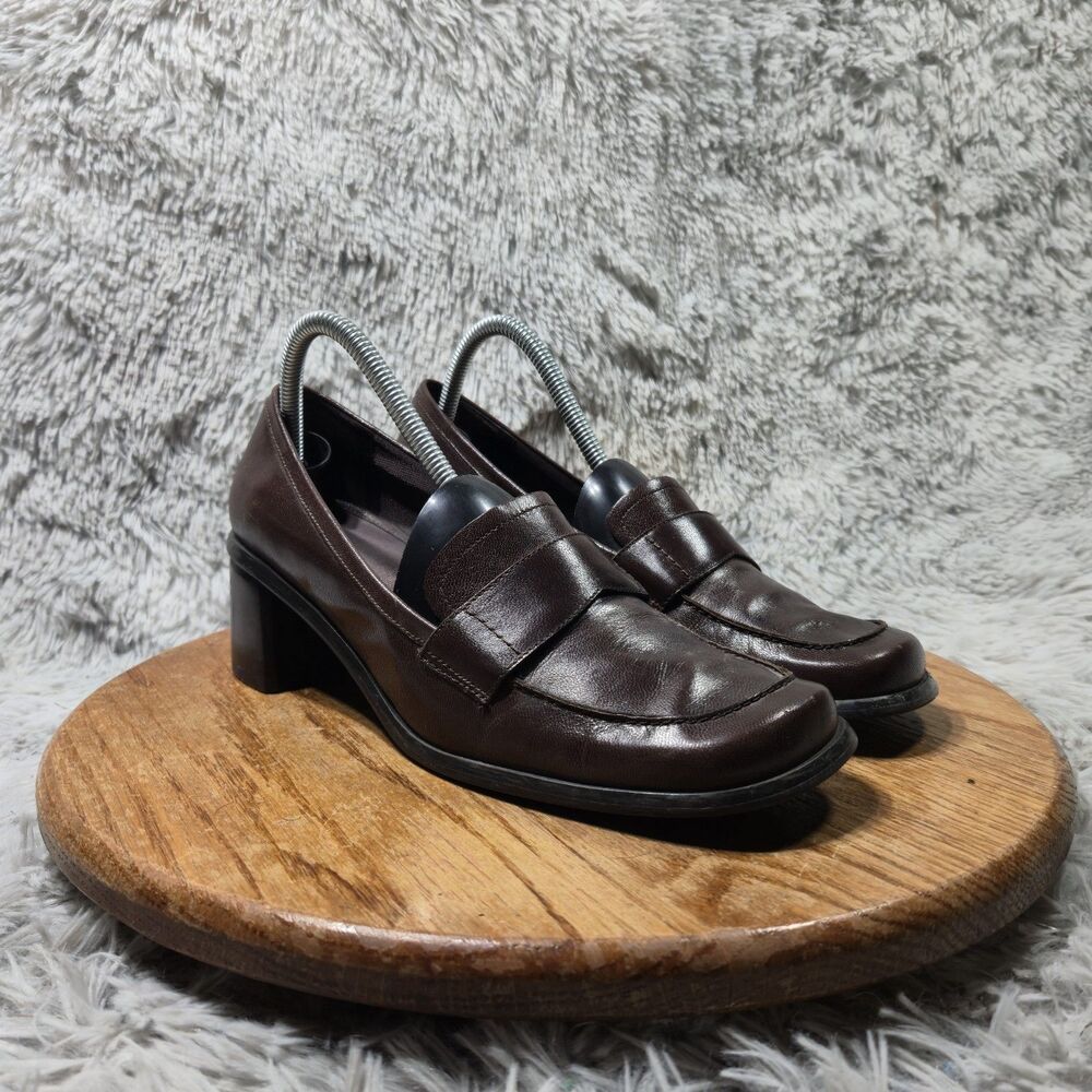 Cloud 9 By Nine West Heeled Shoes Bingr Womens Size 9M Y2K Brown Leather Heels